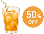 50%OFFのドリンクのアイコン